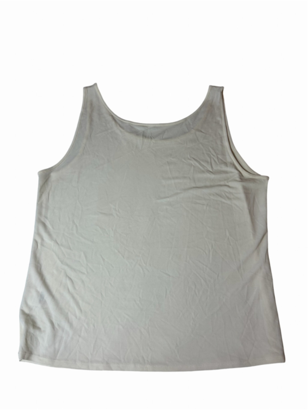 Eileen Fisher Ivory 100% Silk Jersey Sleeveless Boxy Tank Top No Size